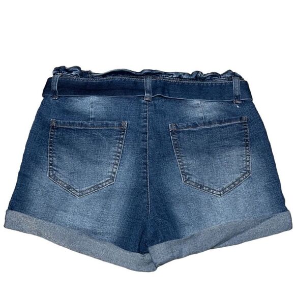 Blue Spice Paper Bag Rolled Hem Jean Shorts - Picture 5 of 8